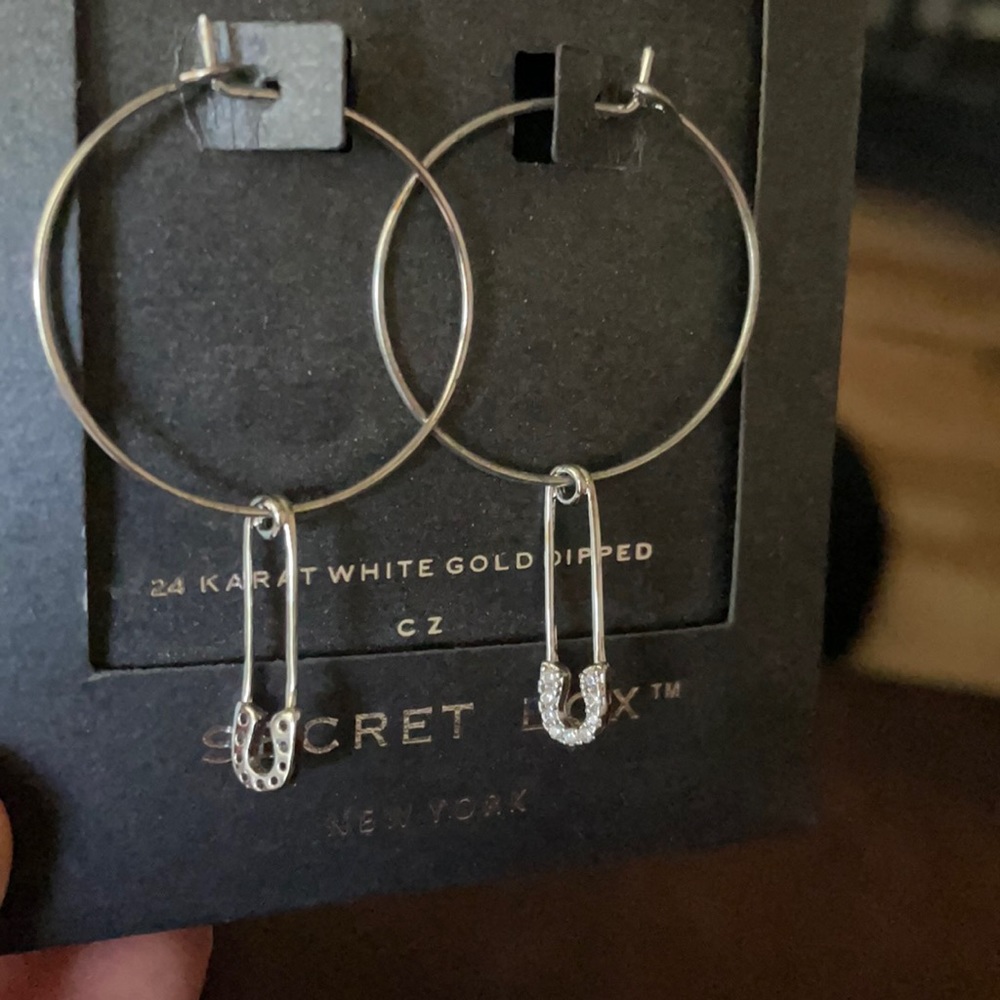 Secret Box 24k white gold dipped earrings